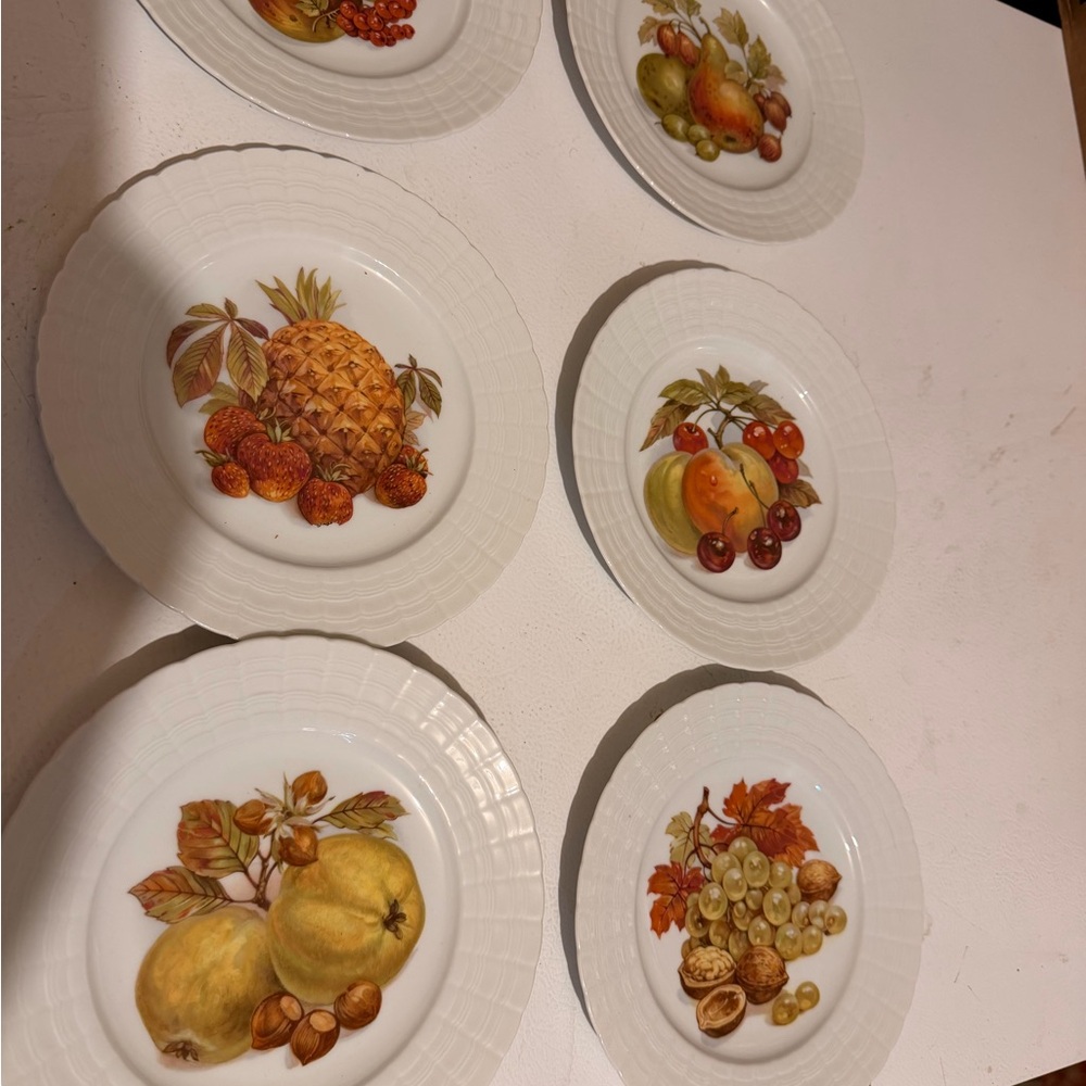 Fruit Design Porcelain Dessert Plates Set German